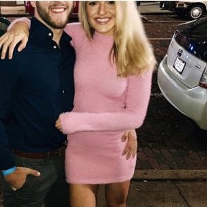 Pink sweater fuzzy dress